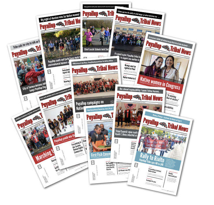 A collage of Puyallup Tribal News articles created through campaign efforts
